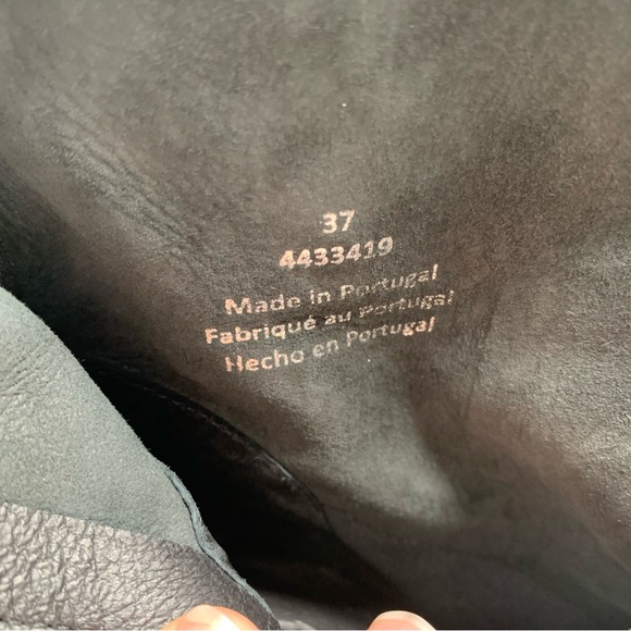 Free People Sienna Ankle Boot black leather heel square toe size 37 6-6.5 1516 - Picture 8 of 10